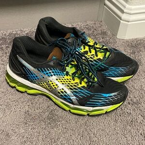 ASICS Men's Black and Neon Green Athletic Shoes